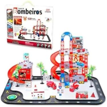 Imagem de Pista de brinquedo para carros de policia com garagem, completa e funcional.