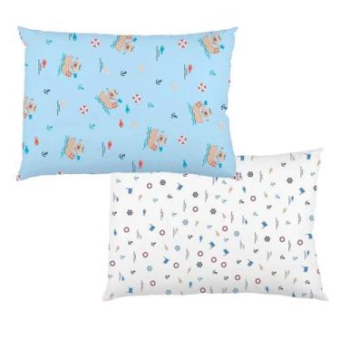 Imagem de Fronha para Travesseiro Bebê Kit c/2 un Estampadas Incomfral, Marinhei