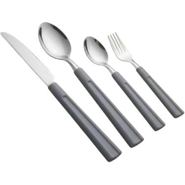 Imagem de Jogo de Faqueiro 21 Peças Premium Design Moderno Cinza - Conjunto Talheres Completo Mesa Jantar Aço Inox Elegante para Casa Restaurante Cozinha