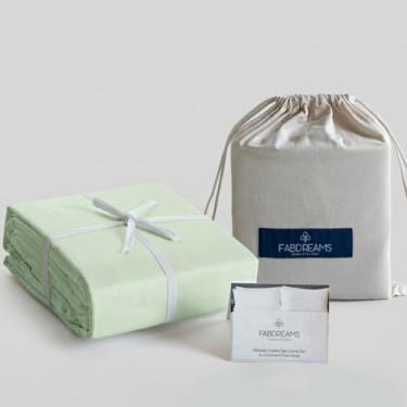 Imagem de Fabdreams Conjunto de lençóis King Size 100% algodão orgânico percal | Contagem de 300 fios | Certificado GOTS | Algodão de fibra longa | Fresco e respirável | Cabe em bolsos profundos de até 43 cm |