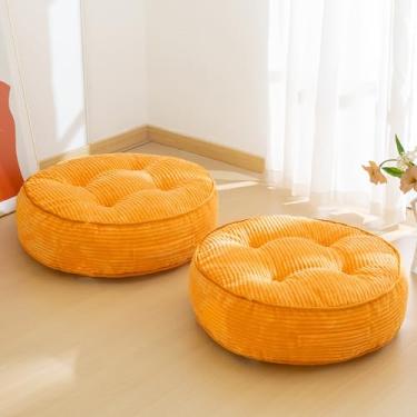 Imagem de Almofada de chão lavável de 15 cm para adultos, almofada de meditação, assento redondo grande, capa de veludo cotelê tufado removível, para sala de estar ou ioga, 55 x 55 cm, lavável na máquina