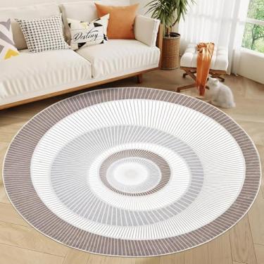 Imagem de Lacomfy Tapete abstrato moderno, tapete redondo lavável de 1,8 m, tapete circular, chique contemporâneo, geométrico, pilha média, padrão de concha, estético, para quarto, sala de estar, sala de jogos