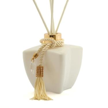 Imagem de Frasco de Vidro Estrela 280ml para Aromatizador Difusor com Tampa Luxo + Varetas e Enfeite(Dourado)