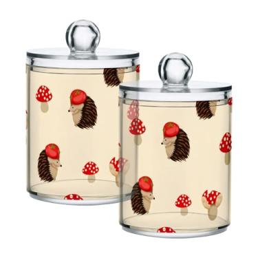 Imagem de Qilmy Qtip Suporte de 400 ml, pote de armazenamento de boticário de plástico transparente com tampa, dispensador de recipiente de banheiro para bola de algodão, cotonete, fio dental, pacote com 2