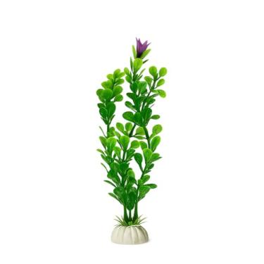 Imagem de D & K Exclusives Plantas artificiais de aquário, pacote com 10 decorações de aquário de plástico de 20 cm, decoração colorida de paisagem aquática para água doce, tanques tropicais (flor rosa verde