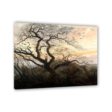Imagem de Raven Tree por Caspar David Friedrich Impressões em tela Well Decor The World Classic Art Reproduções de arte grande giclee arte de parede para sala de estar decoração de casa 48x40cm (48.3x40.6 cm