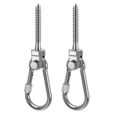 Imagem de BeneLabel 2 peças ganchos de balanço vigas de madeira, M10 x 127 mm rede fixação com mosquetão cadeira suspensa suspensão de aço inoxidável saco de boxe giratório suporte de teto gancho de ilhós para