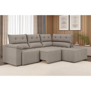 Imagem de Sofá De Canto 5 Lugares Luizzi Santorini 230cm Retrátil Cappuccino