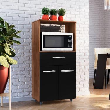 Imagem de Armário Multiuso Luni 2 Portas 1 Gaveta Cozinha Mb1 Cor Savana Preto Pc