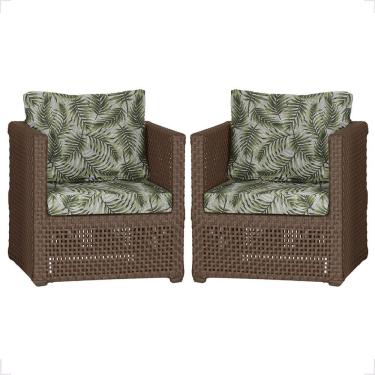 Imagem de 2 Poltronas Madri Alumínio Corda Náutica Estofado 5 Trama Marrom