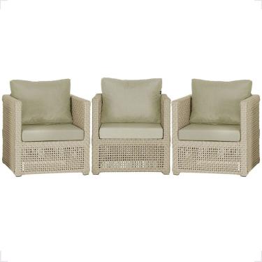 Imagem de 3 Poltronas Madri Alumínio Corda Náutica Estofado 7 Trama Rami