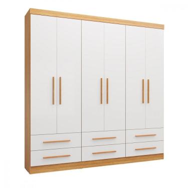 Imagem de Guarda Roupa De Casal Majestic 6 Portas 6 Gavetas Batrol Freijo Com Off White