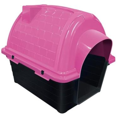 Imagem de Casinha Pet para Cães de Porte Médio e Grande, Plástico Resistente, Rosa e Preto, Abrigo para Cachorro Externo