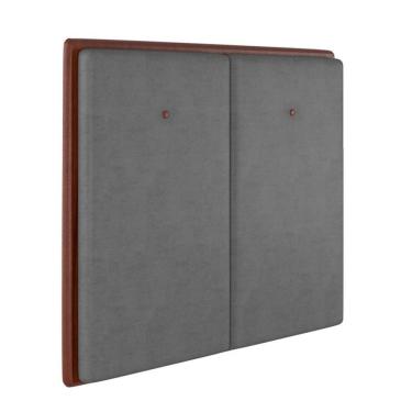 Imagem de Cabeceira Estofada Casal 140 Cm Coral Veludo Cinza