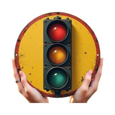 Imagem de Placa De Metal Vintage 2D Sinal De Trânsito Com Acabamento Envelhecido