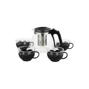 Imagem de Chaleira Bule com Infusor 1L e 4 Xícaras em Vidro, Inox e Plástico, 150ml por Xícara, Kit Completo para Chá