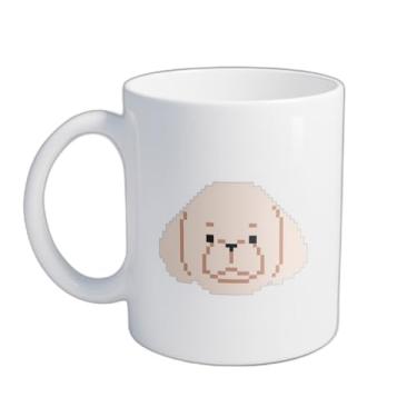 Imagem de Caneca Xícara de Café Porcelana 300ml com Desenho Cabeça de Poodle Pixel