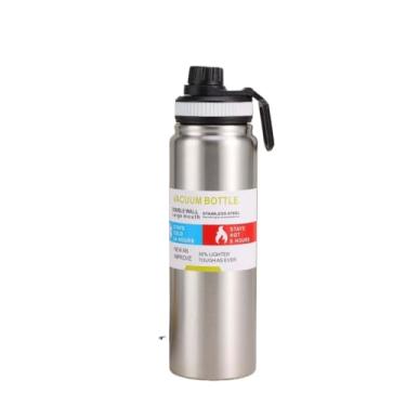 Imagem de Garrafa TéRmica Em AçO InoxidáVel — Garrafa De áGua Isolada Para Quente/Frio, Com AlçA à Prova De Fugas(Prata,600ml)