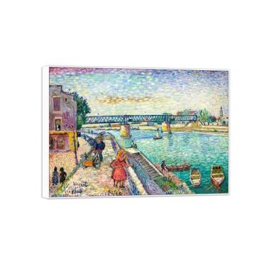 Imagem de David Burliuk Famosas impressões em tela de arte de parede prontas para pendurar. Figuras de Riverside. Pintura com moldura branca para decoração de sala de estar 90 x 125 cm 35 x 49 pol