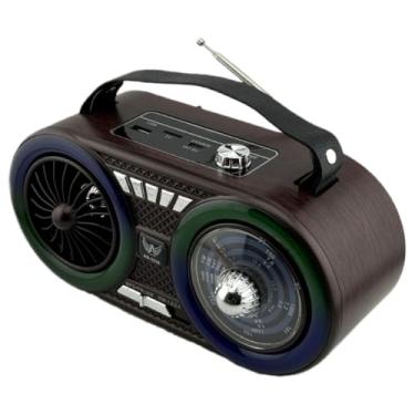 Imagem de Caixa De Som Rádio Retrô Am Fm Bivolt Pen Drive Bluetooth RGB AD-3339(AD3339 madeira-preta)