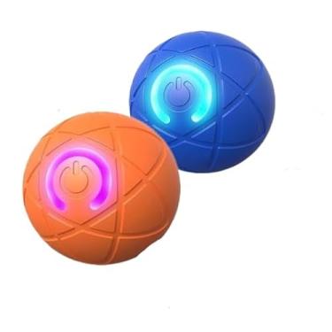 Imagem de Brinquedo Automático de Rolamento 2PC para Gatos e Cães - Diversão com Mordida-Prova Auto-Entretenimento Vibração Interativa Movimento Queda Luz LED Ativação Carregamento Type-C