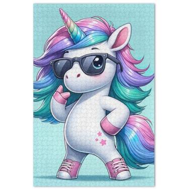 Imagem de Quebra-cabeça engraçado unicórnio legal 500 peças adultos elefante branco presentes engraçados exclusivos arte decoração pintura