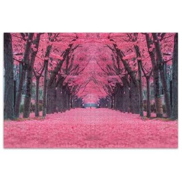 Imagem de Quebra-cabeça com paisagem de flor de cerejeira para adultos, 1000 peças, presentes da natureza para amantes de quebra-cabeças, quebra-cabeças legais para adultos, pintura artística