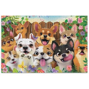 Imagem de Quebra-cabeça de cachorro sorridente animais fofos para adultos 500 peças quebra-cabeça brinquedo arte grande jogo quebra-cabeça presentes
