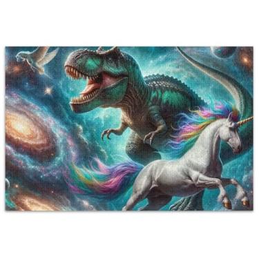 Imagem de Quebra-cabeças de dinossauro, unicórnio, espaço para adultos, 500 peças de brinquedo, arte, cena, inverno, quebra-cabeças, amigos, família, jogos, presentes