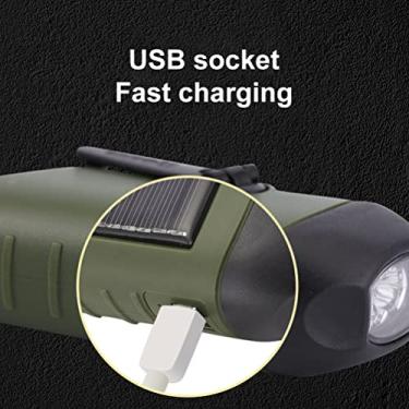 Imagem de Fafeicy Lanterna de Manivela Movida a Energia Solar, Bateria Recarregável Embutida, Lanterna LED de Emergência Com Mosquetão de Encaixe Rápido para Atividades Ao Ar Livre