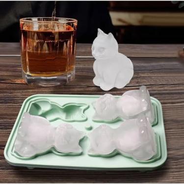 Imagem de Bandeja de Cubos Gelo Forma Labrador 4 3D Consecutivos Derretimento Lento Silicone Reutilizável Fácil Usar Lavavajillas para Whiskey Cocktails Café Bebidas Sobremesas Entusiasta Cães