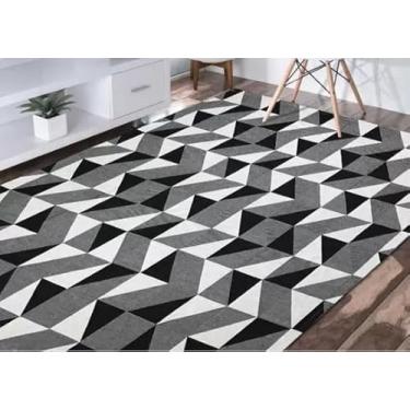 Imagem de Tapete para Sala Grande Geométrico Moderno Antiderrapante Jacquard para Sala Quarto e Escritório (Dallas Preto,1.00x1,35)
