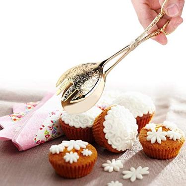 Imagem de GLOGLOW Pinça de Pão para Utensílio Tong, Liga de Zinco, Design árabe Vintage, Multiuso para Churrasco e Buffet, Produtos de Panificação de 8,7 X 1,8 X 2,4 Polegadas (ponta de prata)