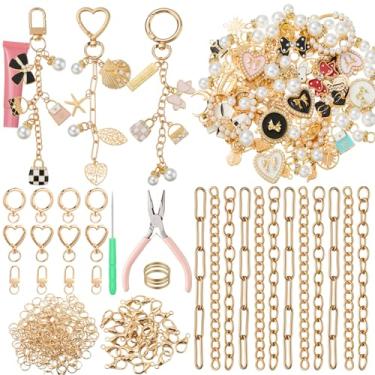 Imagem de VioraWhite Kit de fabricação de chaveiros com brilho labial, 457 peças, artesanato DIY com pingentes, chaveiro, anéis de salto, fechos de lagosta, correntes e ferramentas para artesanato faça você