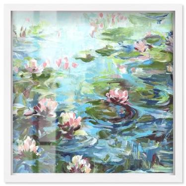 Imagem de Petals on Water Shadowbox Print Coastal Wall Art por Art Remedy, moldura branca, 78 x 79 cm