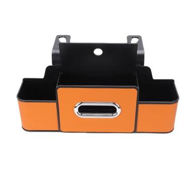 Imagem de Depisuta Organizador para banco traseiro de carro, caixa de armazenamento com 3 compartimentos, porta copos, 2 ganchos, suporte para lenços de papel no encosto de cabeça prateleira (Laranja)