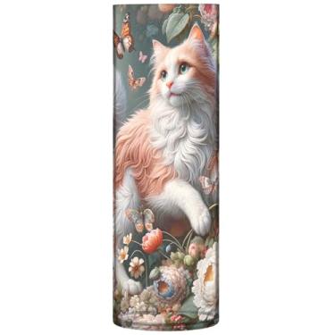 Imagem de Vasos e vasos de plástico barroco para gatos florais e vasos de flores cilíndricos para decoração de mesa moderna e floral, 30 x 9,9 cm