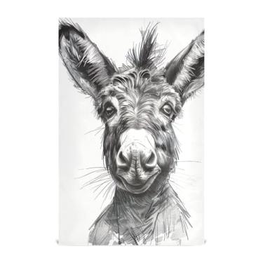 Imagem de Joisal Conjunto de toalhas de prato de cozinha de flores decorativas preto e branco toalhas de chá de mão de burro fofas panos de prato reutilizáveis absorventes 45 x 71 cm, pacote com 4