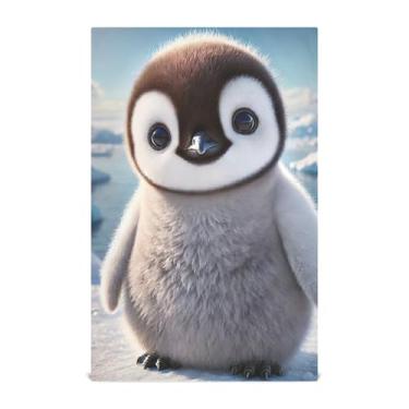 Imagem de Conjunto de toalhas de prato de animais pinguim fofo decoração de cozinha toalhas de chá de mão fofas pratos de lavagem absorventes 45 x 71 cm, 1 pacote