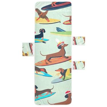 Imagem de Dachshunds coloridos pranchas de surfe espreguiçadeira toalha toalha de cadeira de praia toalhas com bolsos espreguiçadeira de piscina tropical 215,9 cm x 76,2 cm