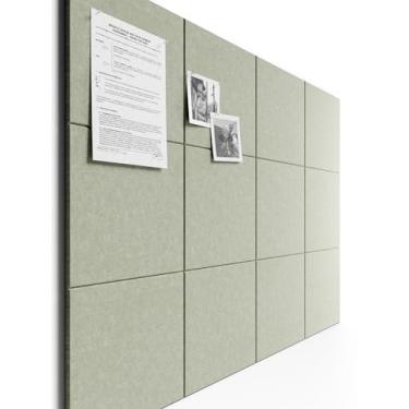 Imagem de Bumusty Quadro grande de cortiça 119 cm x 89 cm alternativa - pacote com 12 azulejos de parede de feltro com 70 abas adesivas removíveis seguras, 30 pinos, quadros de cortiça para paredes, quadro de