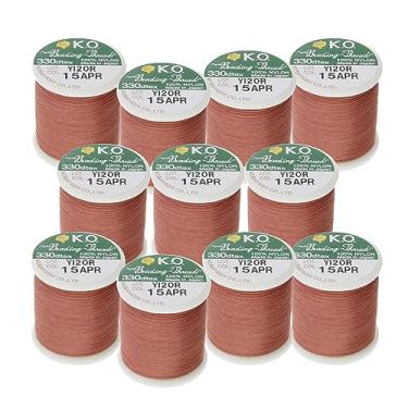 Imagem de KO Thread, fio de contas de nylon, cor damasco, 100% nylon pré-encerado japonês, 330TEX, cordões de nó resistentes a emaranhados, 50 metros, caixa com 12 – Use para projetos de contas de sementes,