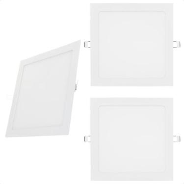 Imagem de Kit 3 Painel Led Quadrado Embutir 12W Bivolt Taschibra 4000K