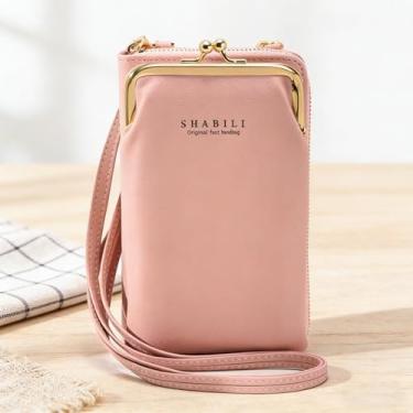 Imagem de Carteira masculina Business F146 rosa profundo horizontal de couro genuíno brilhante resistente à água, design horizontal rosa profundo com encaixe, acabamento brilhante, sensação de couro