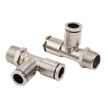 Imagem de 1 peça Conector rápido pneumático PD rosca externa lateral 1/8 1/4 3/8 1/2 tubo de água banhado a níquel cobre completo tubo de água 6 mm 8 mm 10 mm (PD12-03)