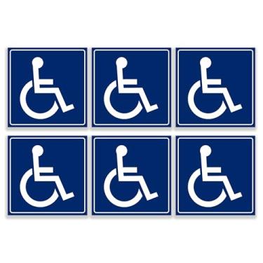Imagem de Adesivos de sinalização compatíveis com Handicap ADA [pacote com 6] - Adesivos de estacionamento acessíveis em vinil de 7,5 x 7,6 cm para usuários de cadeira de rodas, uso interno e externo