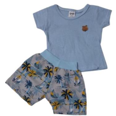 Imagem de Conjunto de bebê camiseta e short menino Belo - Duda Baby, Azul claro