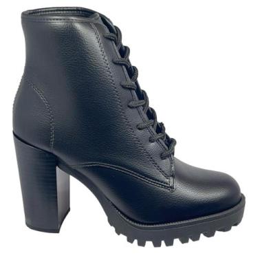 Imagem de Bota Feminina Cano Baixo Tratorada Salto Alto Moleca 5325.123, Preto, 