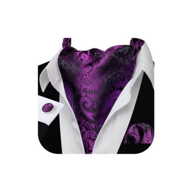 Imagem de Conjunto Ascot Barry.Wang para Hombre, Floral, Seda Púrpura, 126 cm