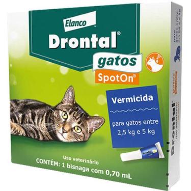 Imagem de Drontal SpotOn para Gatos de 2,5 Kg a 5 Kg Elanco Vermífugo - 1 Bisnag